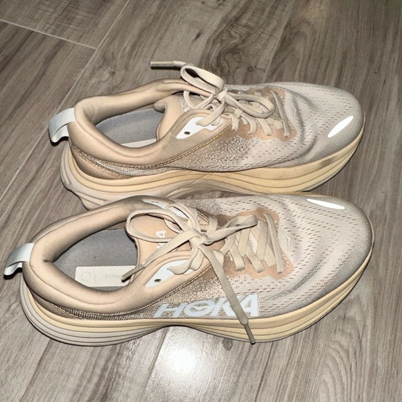 Hoka Cream Athletic Shoes with Cushioned Sole - Picture 5 of 7